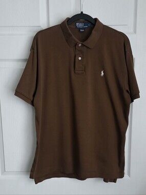 Vintage Y2K Polo Ralph Lauren Cotton Polo Shirt Brown - Men's Large